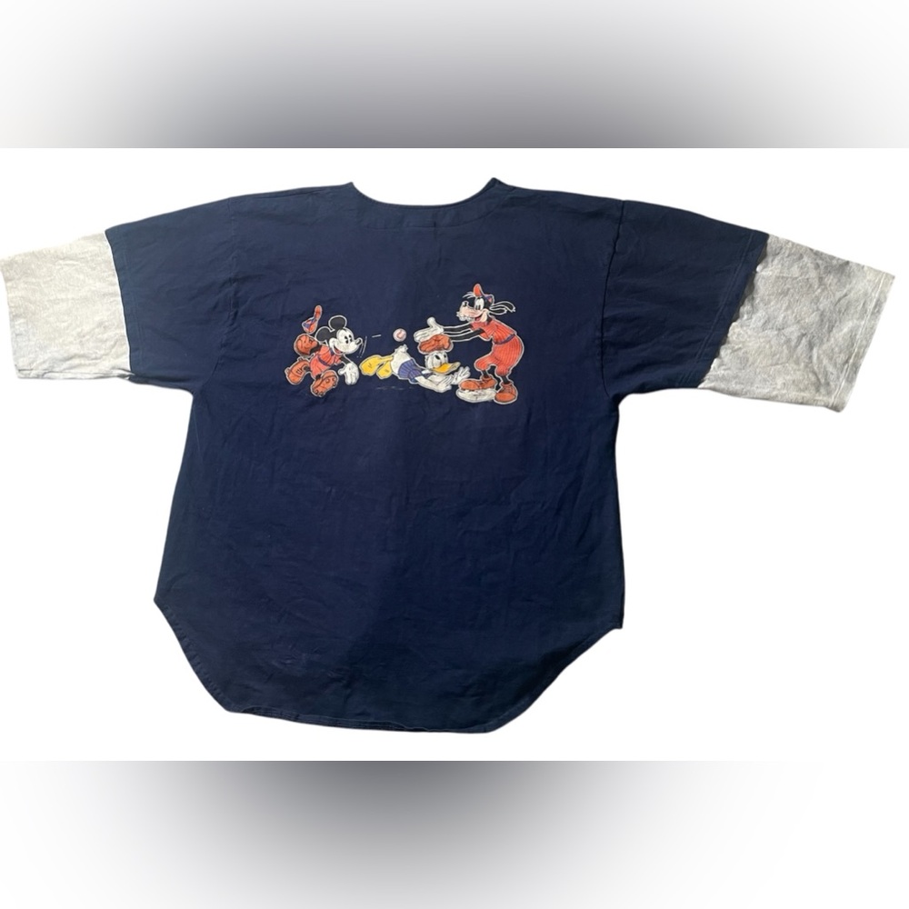 90s Vintage Disney Mickey Sport Shots Cotton Button-Up Baseball Style Jersey 2XL